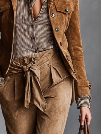 Elmont | Brown Suede Cropped Lapel Jacket