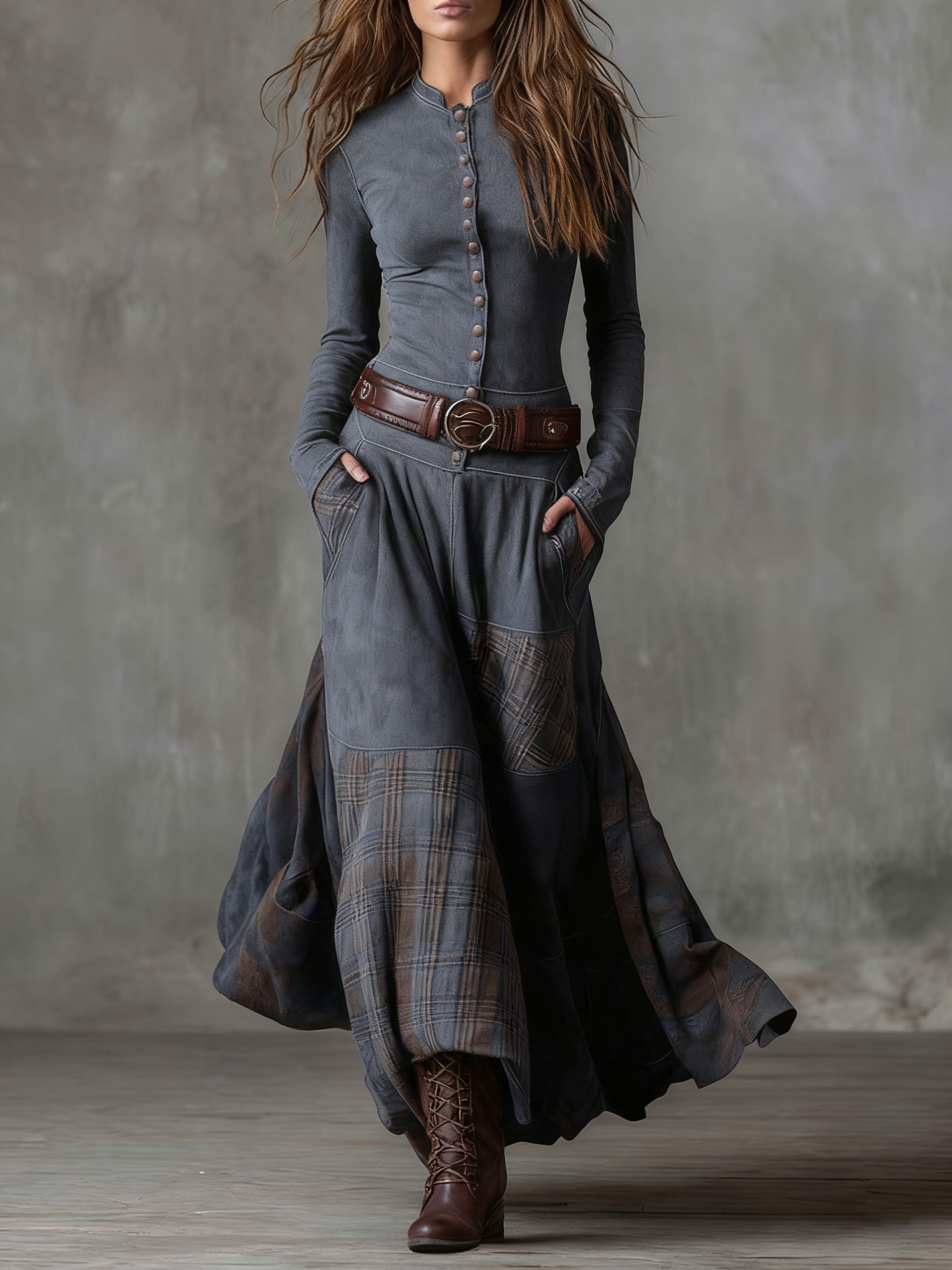 Elmont | Plaid Panelled Dress