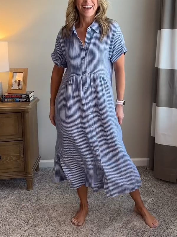 Harper | Striped Button-Up Midi Dress