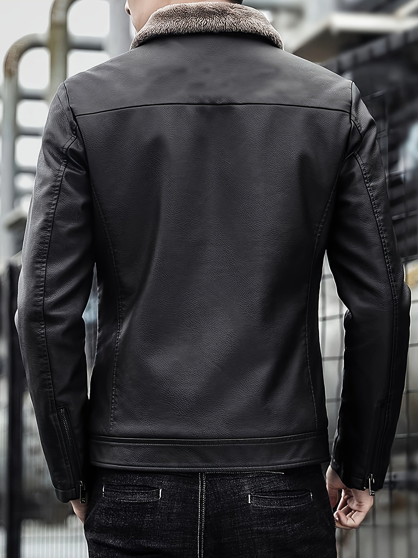 Elmont | Faux Leather Biker Jacket with Fur Collar