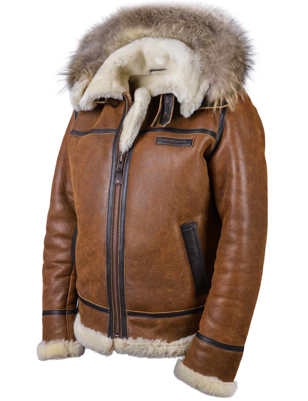 Elmont | PU Leather Bomber Jacket with Faux Fur Hood