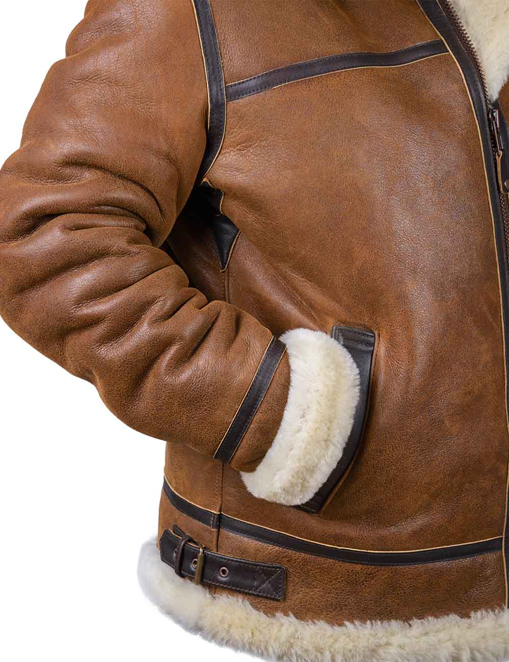 Elmont | PU Leather Bomber Jacket with Faux Fur Hood