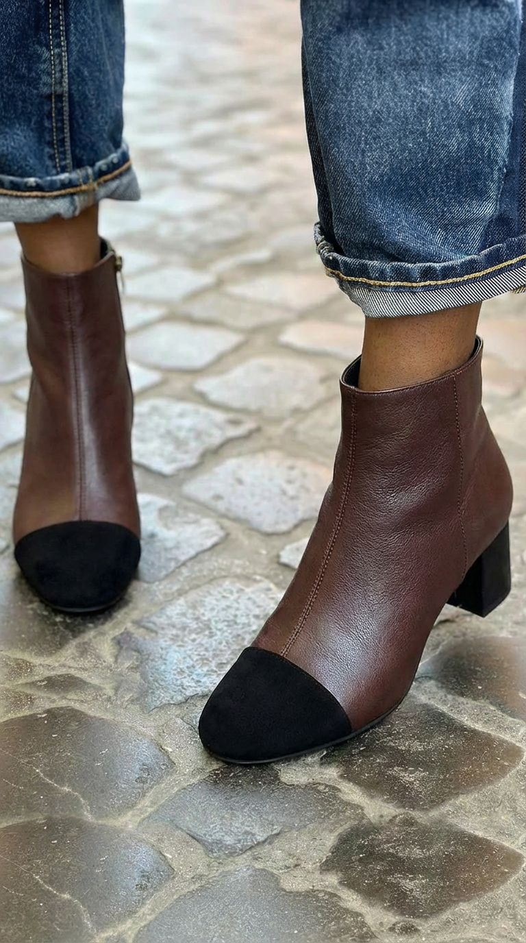 Elmont | Two-Tone Mid-Heel Ankle Boot
