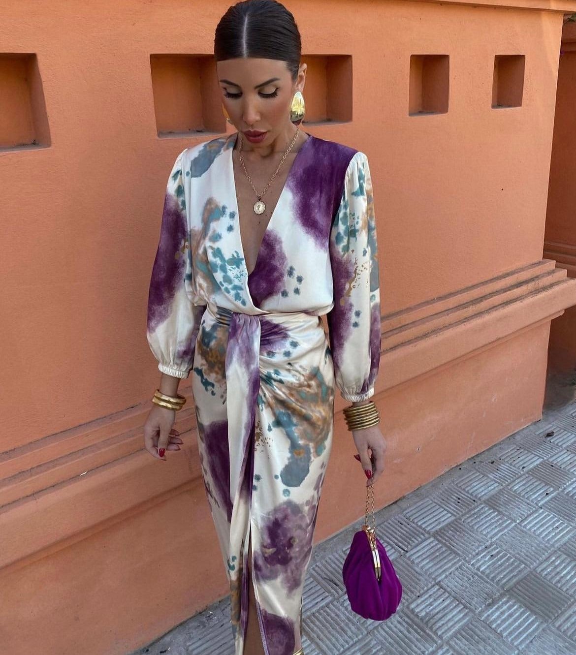 M&H | Draped Long-Sleeve Midi Dress