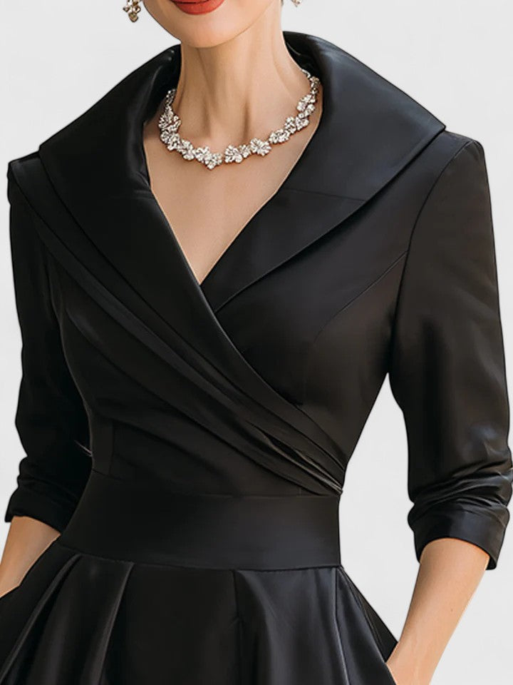 M&H | Wrap-Collar Midi Dress