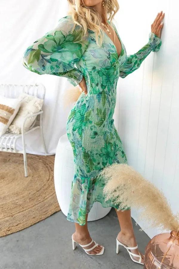 M&H | Floral Ruffle Midi Dress