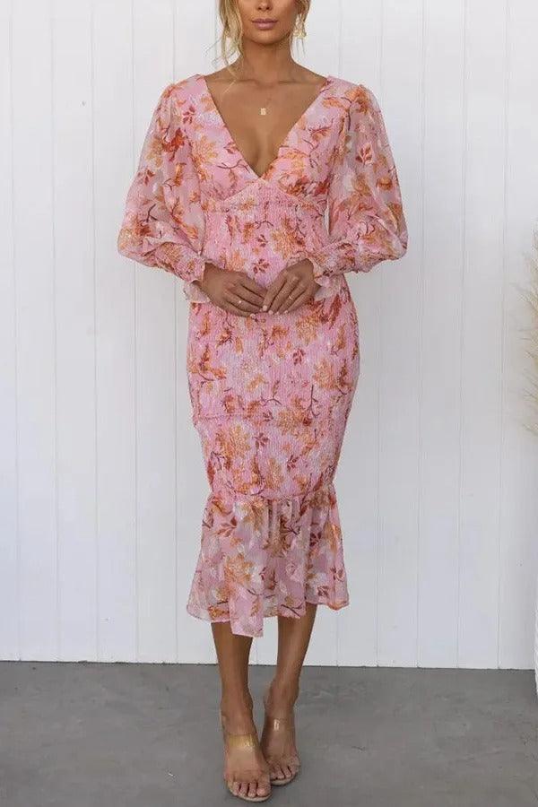 M&H | Floral Ruffle Midi Dress