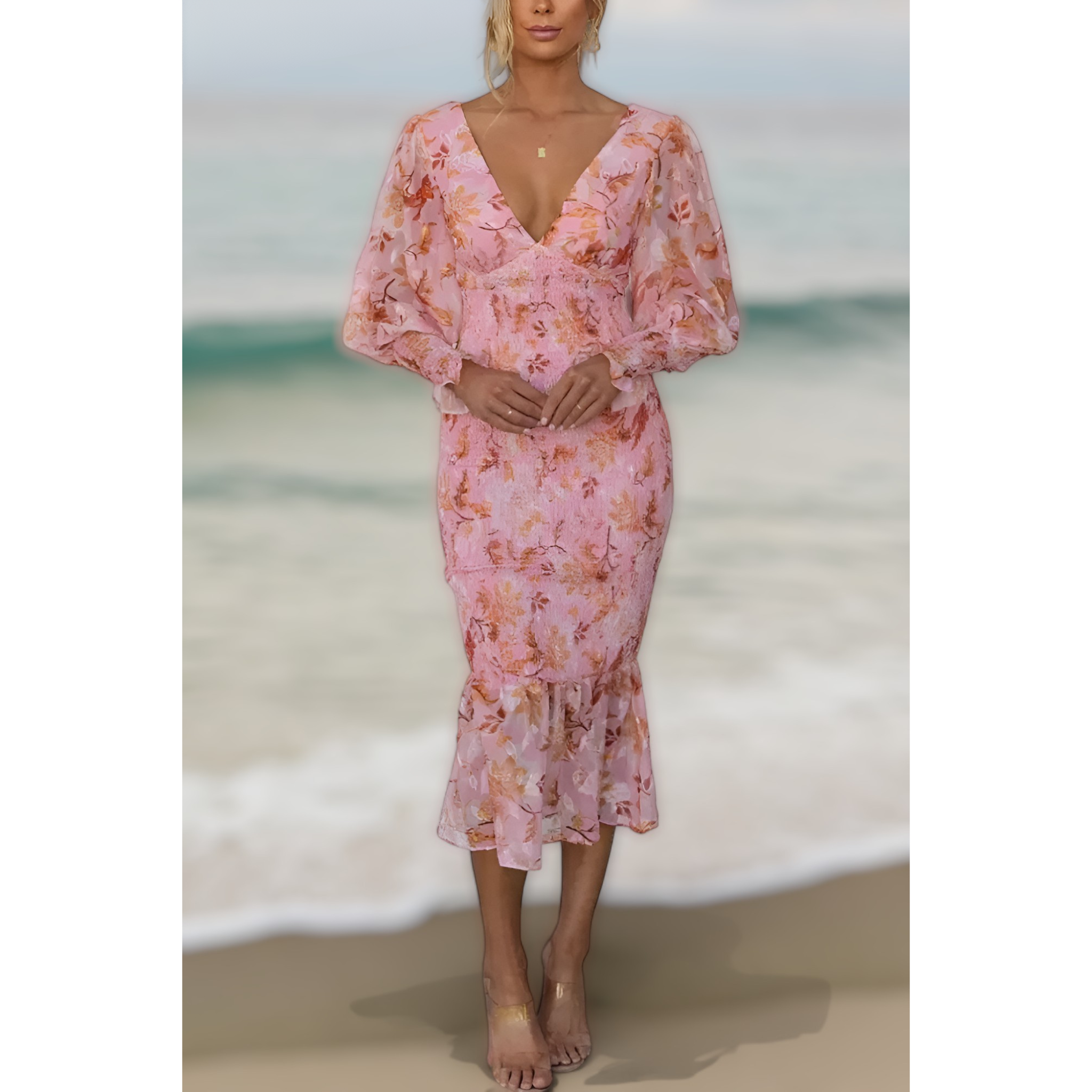 M&H | Floral Ruffle Midi Dress