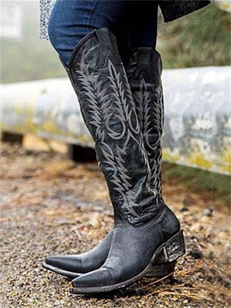 Elmont | Western Embroidered Knee-High Cowboy Boots