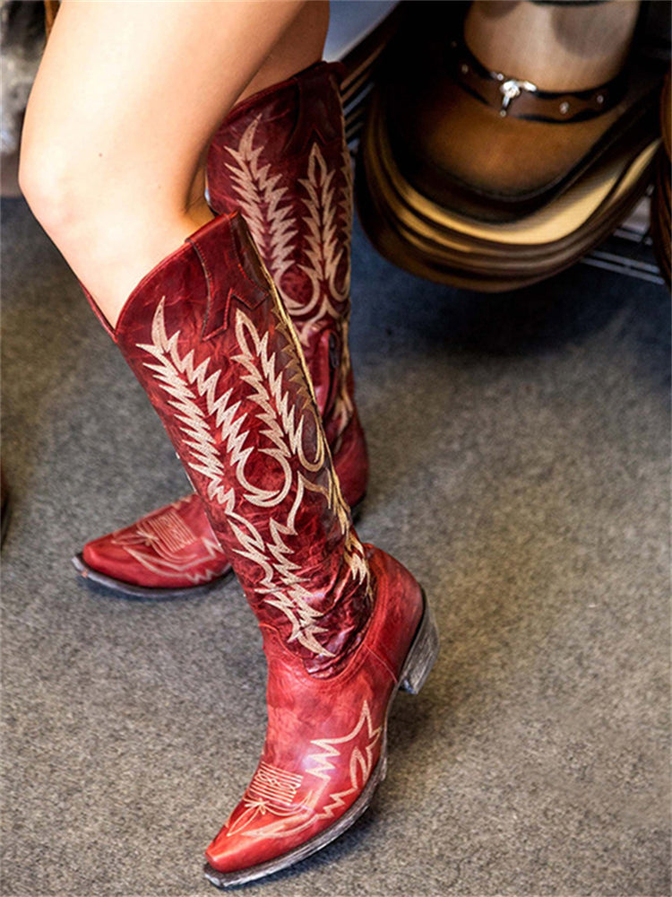 Elmont | Western Embroidered Knee-High Cowboy Boots