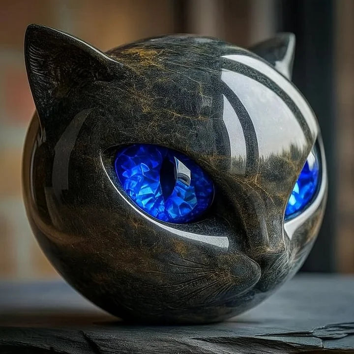 Elmont | Black Cat Head Sculpture