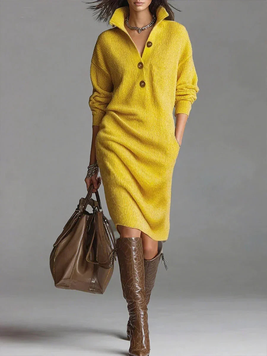 Elmont | Ribbed Collared Sweater Dress