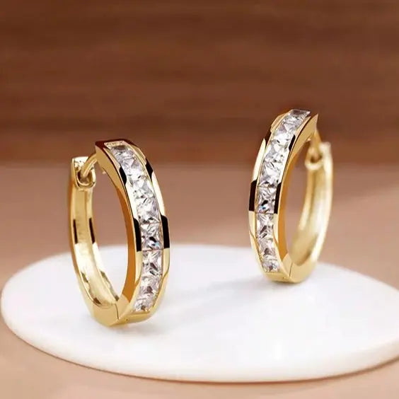 Elmont | Gold and Crystal Hoop Earrings