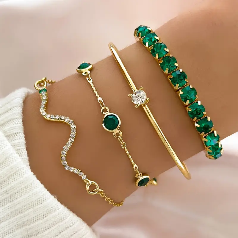 Elmont | Vintage Green Zirconia Bracelet Set