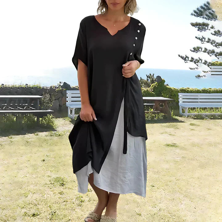 M&H | Asymmetrical Layered Midi Dress