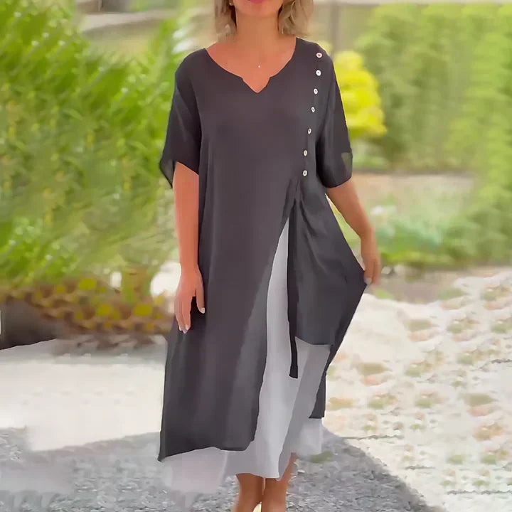 M&H | Asymmetrical Layered Midi Dress