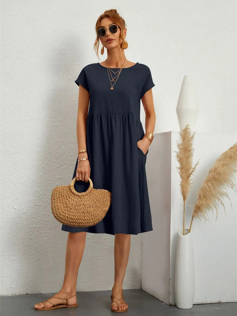 Aisha | Midi Dress with Side Pockets