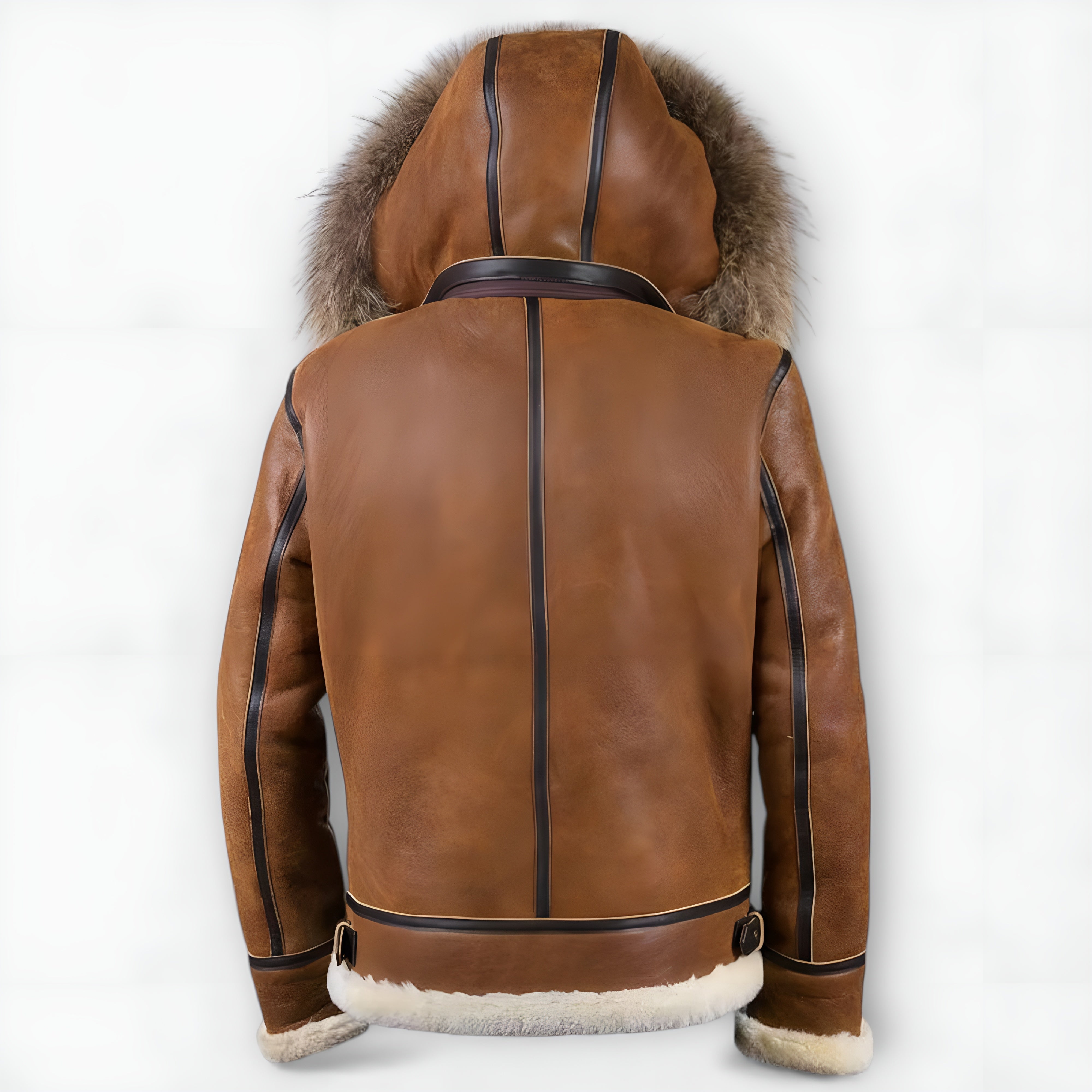Elmont | PU Leather Bomber Jacket with Faux Fur Hood