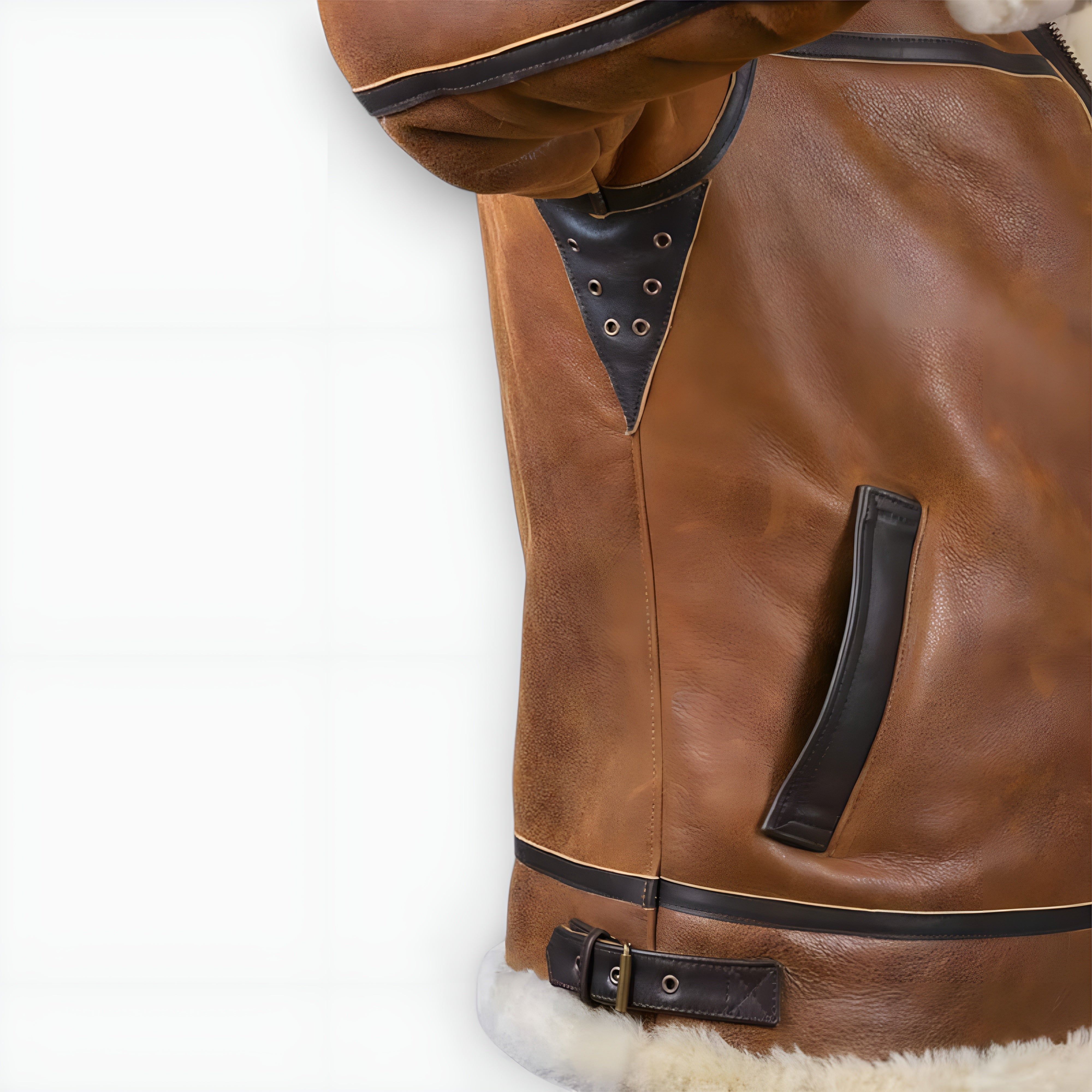 Elmont | PU Leather Bomber Jacket with Faux Fur Hood