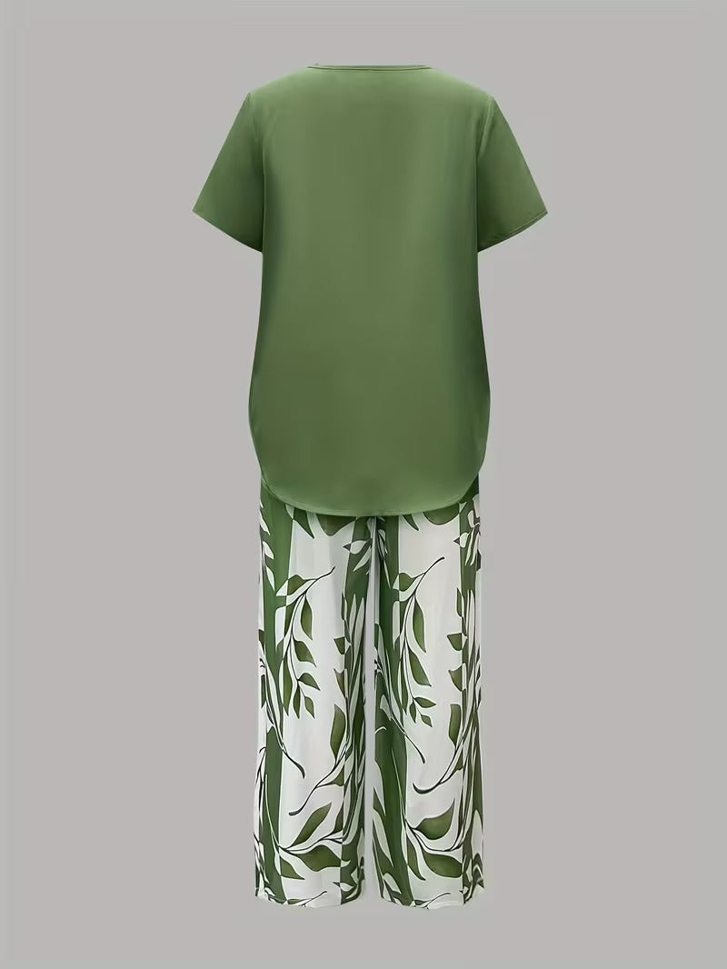 M&H | Leaf Print Two-Piece Set