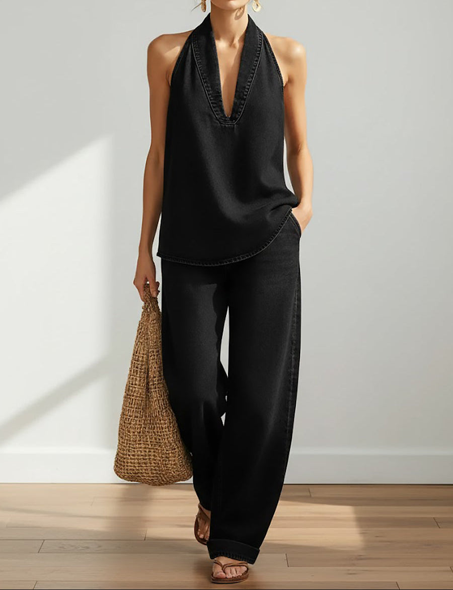 M&H | Denim-Look Two-Piece Set