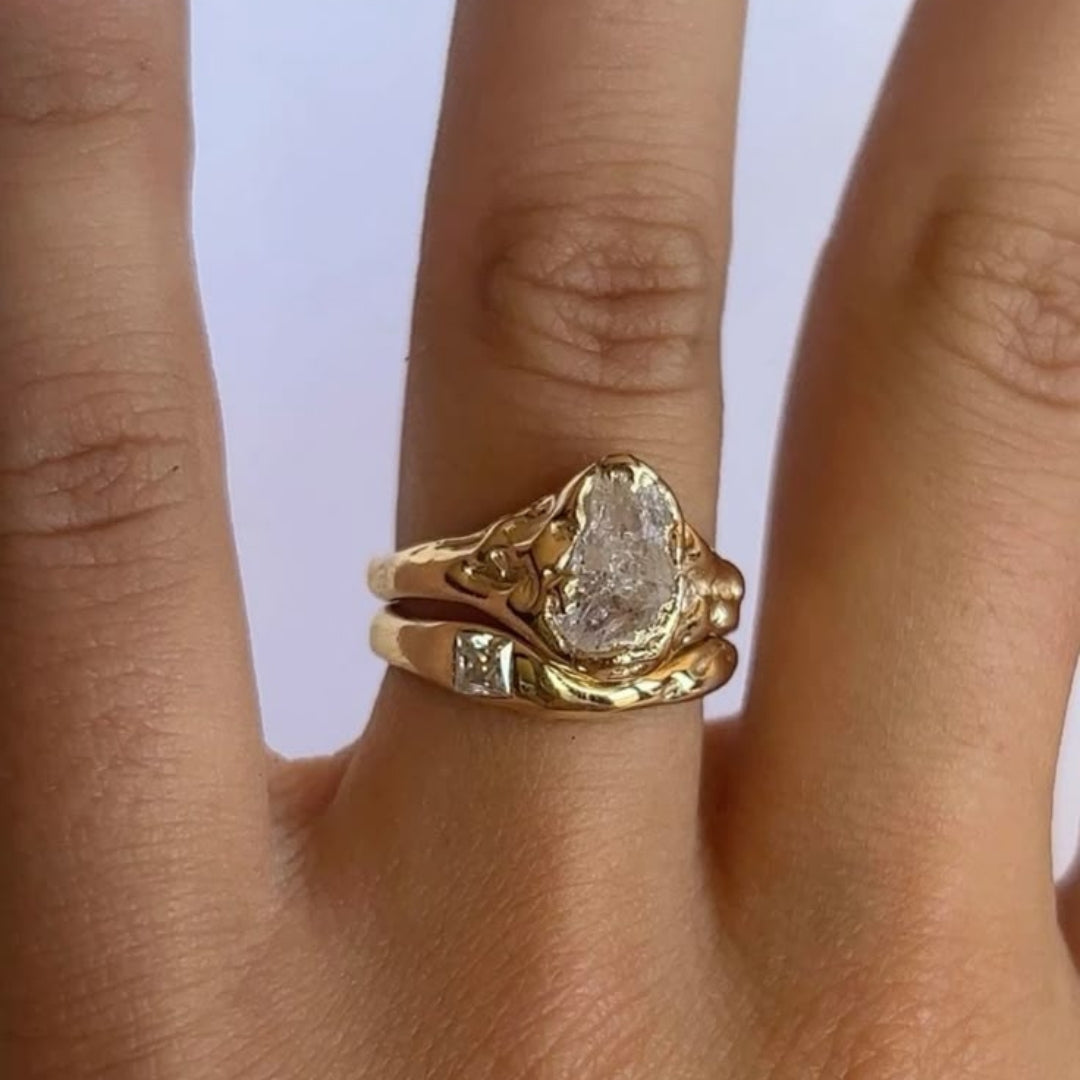 Elmont | Gold-Tone Forged Ring Set