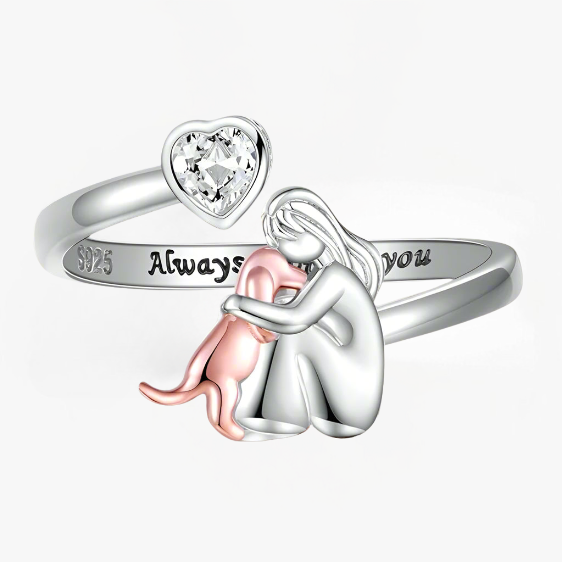 Elmont | Sterling Silver Cat & Dog Heart Ring