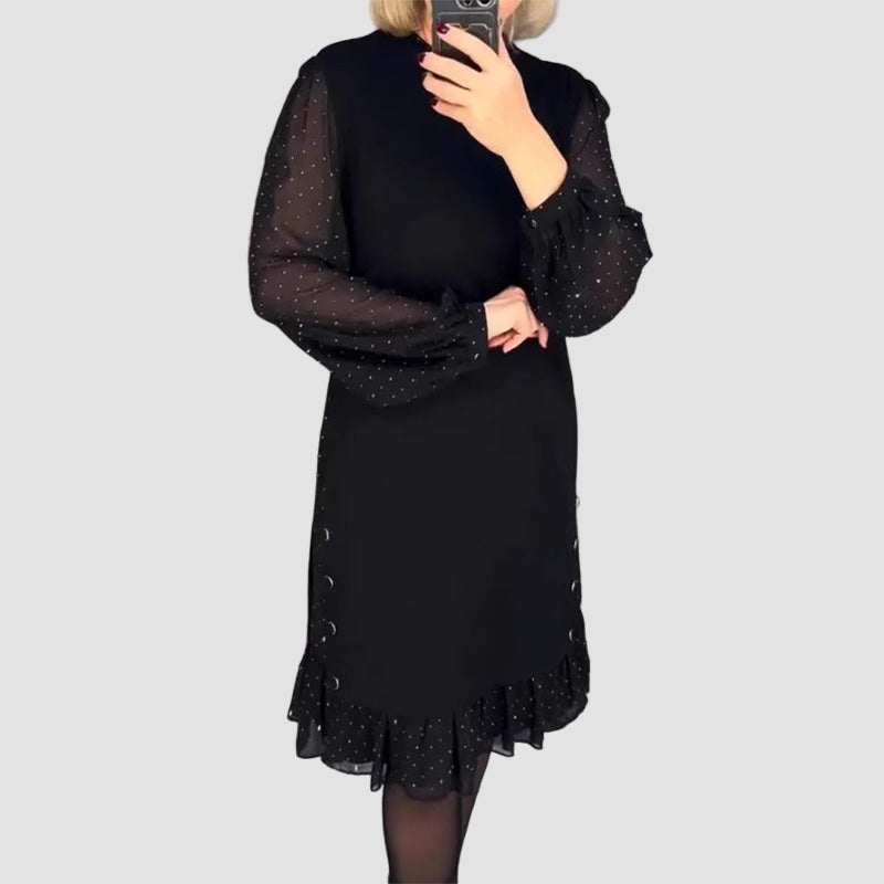 Elmont | Sheer-Sleeve Gradient Evening Dress