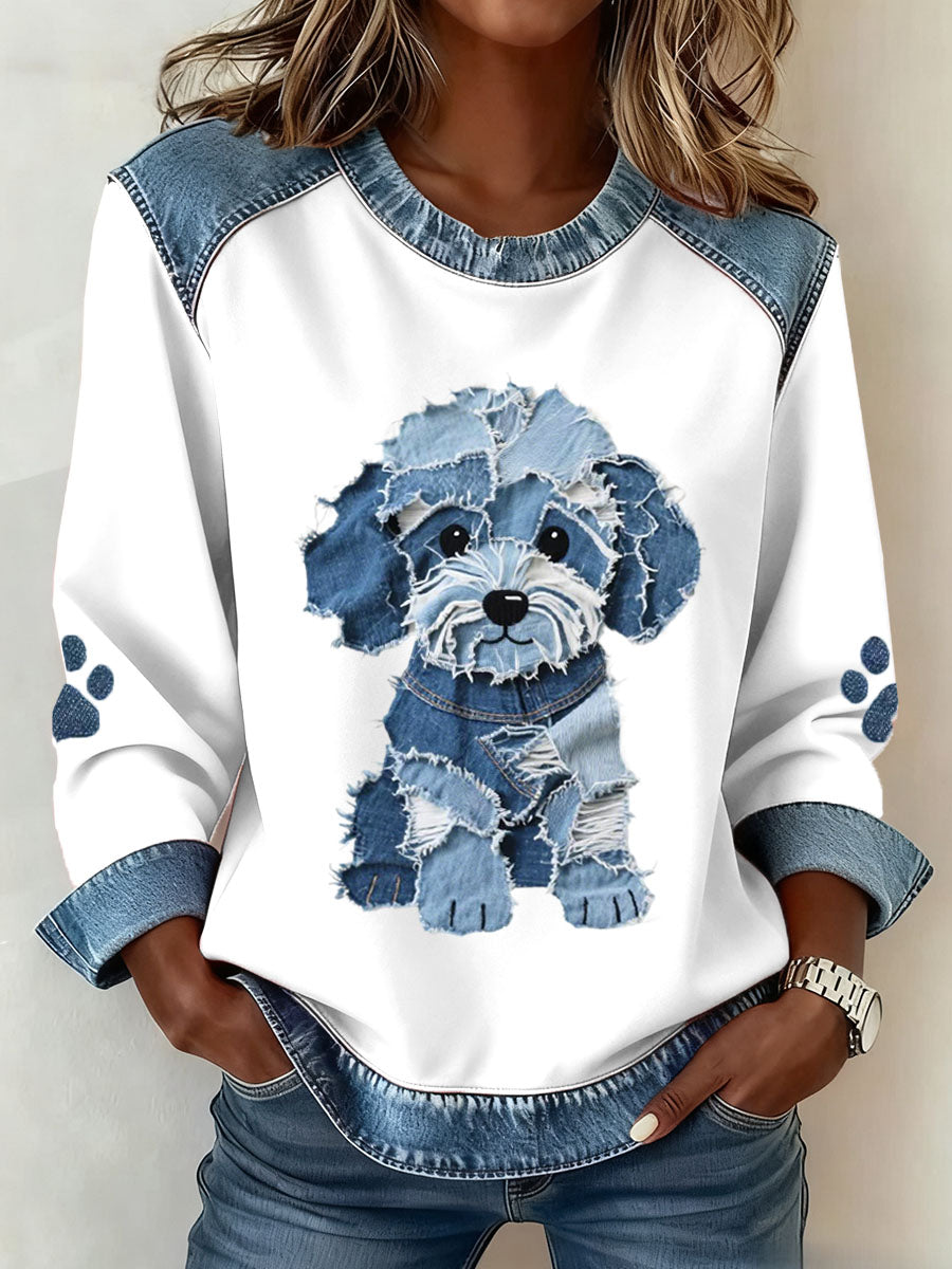 Elmont | Women's Patchwork Dog Graphic Hoodie