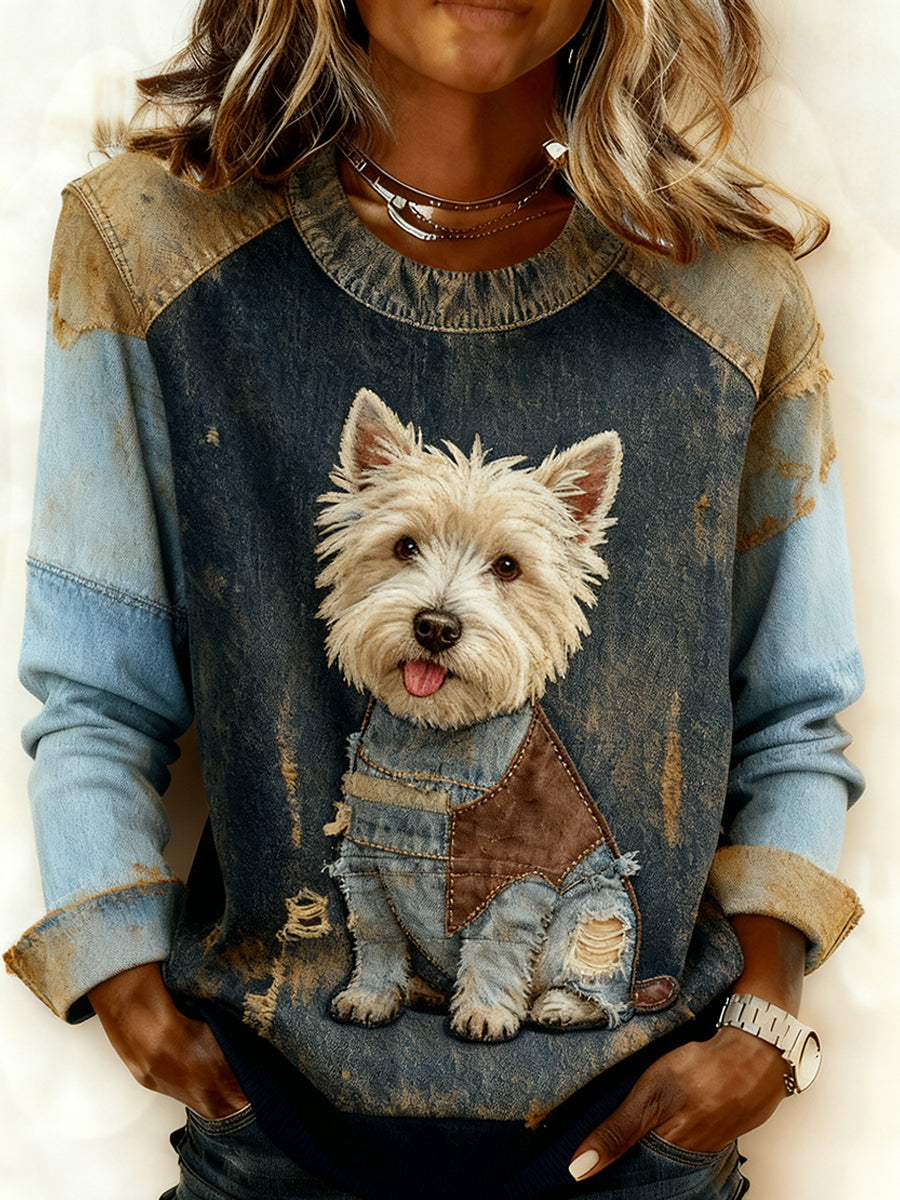 Elmont | Women's Patchwork Animal Print Sweatshirt