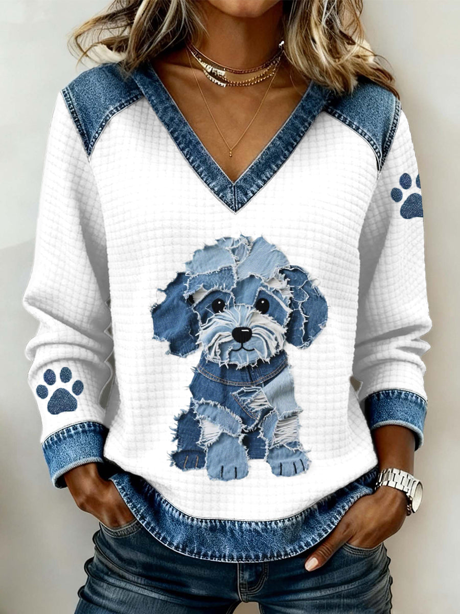 Elmont | Women's Printed V-Neck Long Sleeve Top