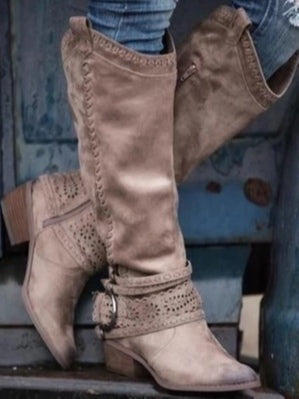 Elmont | High-Top Faux Leather Buckle Boots