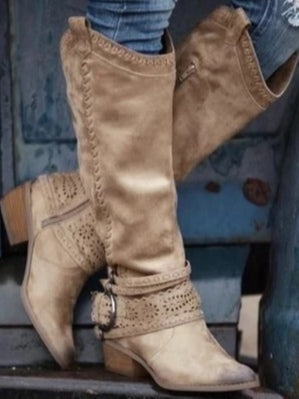 Elmont | High-Top Faux Leather Buckle Boots
