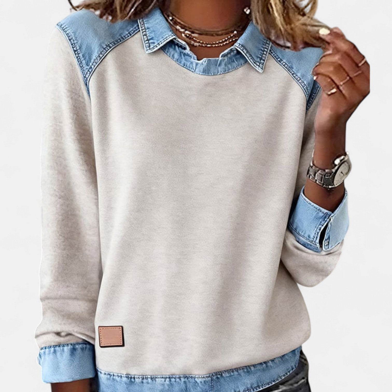 Sarah | Two-Tone Sweater with Layered Collar