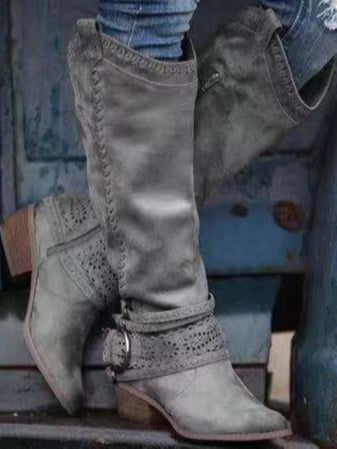 Elmont | High-Top Faux Leather Buckle Boots