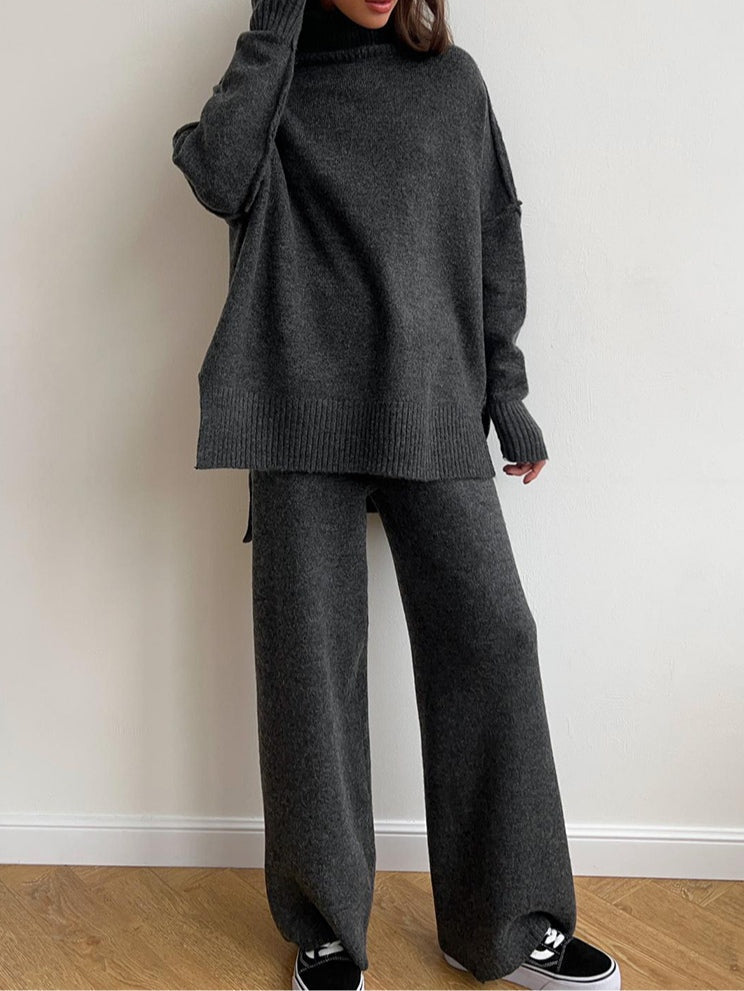 Elmont | High-Neck Knit Sweater and Pants Set