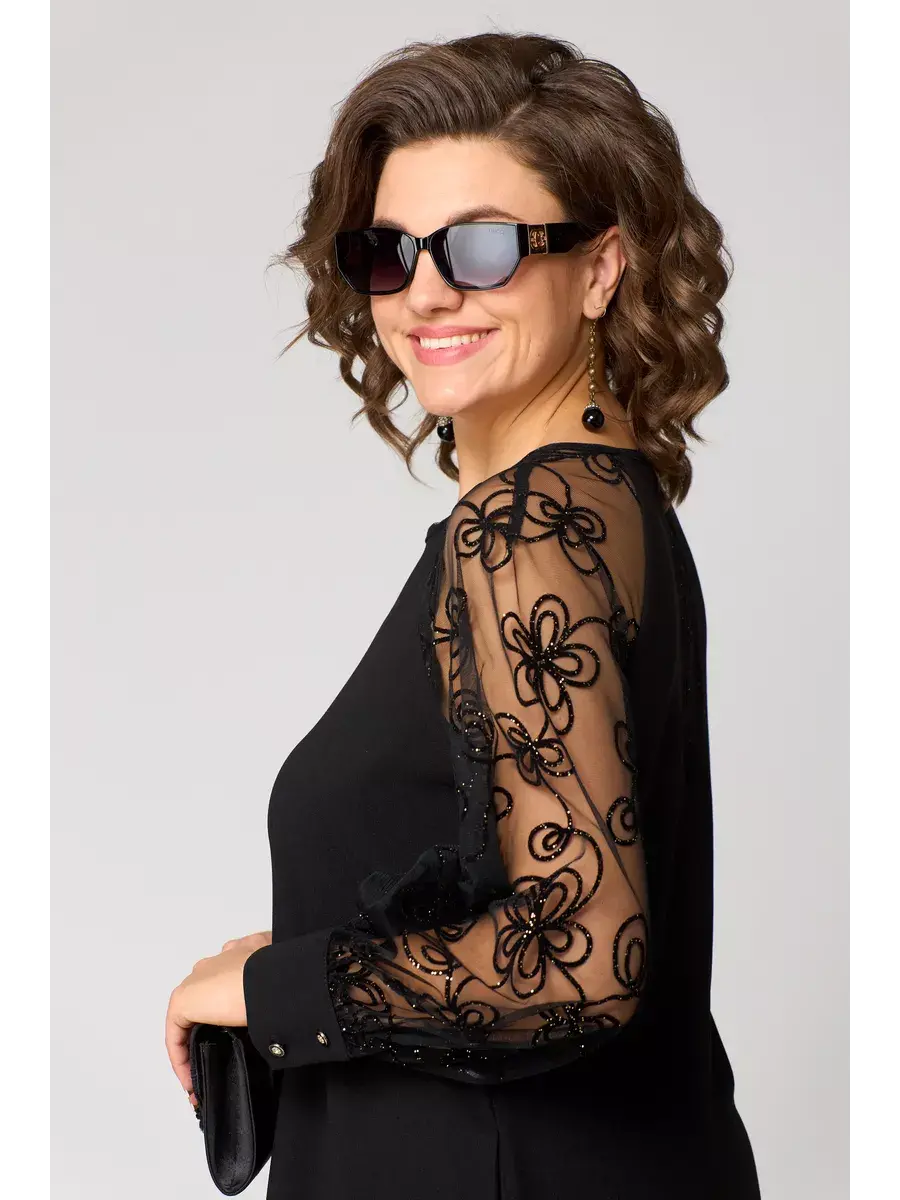 M&H | Dress with Embroidered Mesh Sleeves