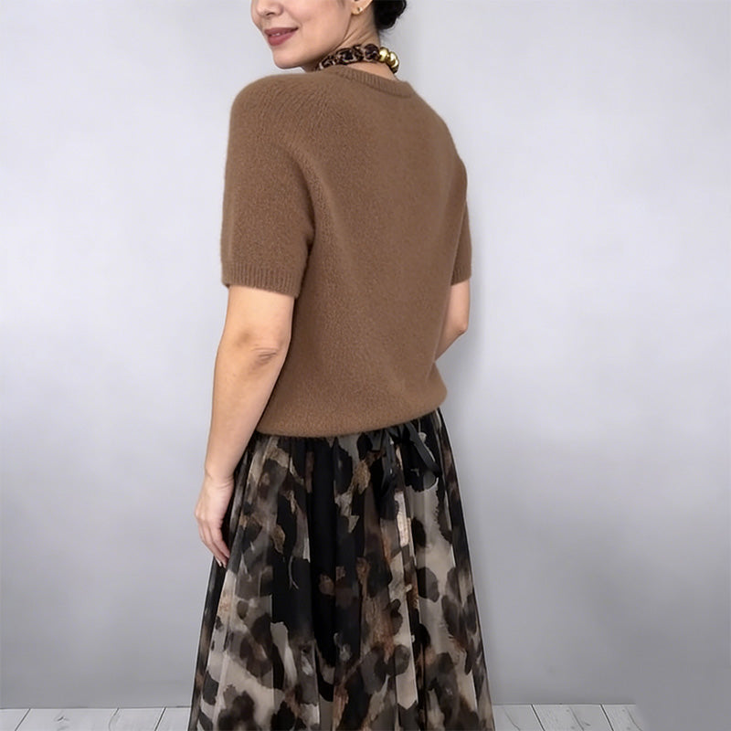 M&H | Sweater & Leopard Print Skirt Set