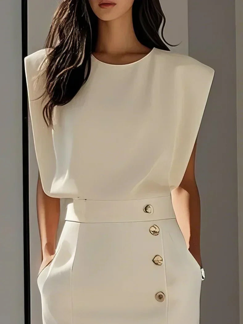 Ivy | Structured Sleeveless Midi Dress