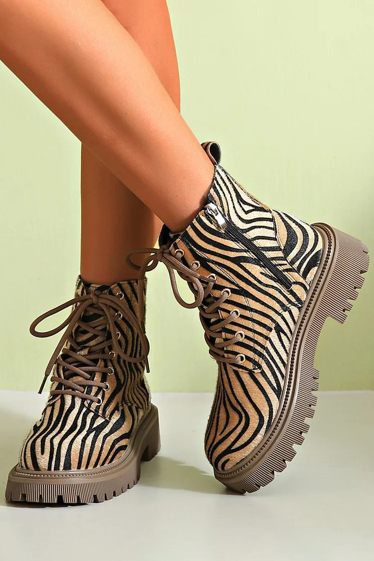 Elmont | Zebra-Print Chunky Sole Ankle Boots