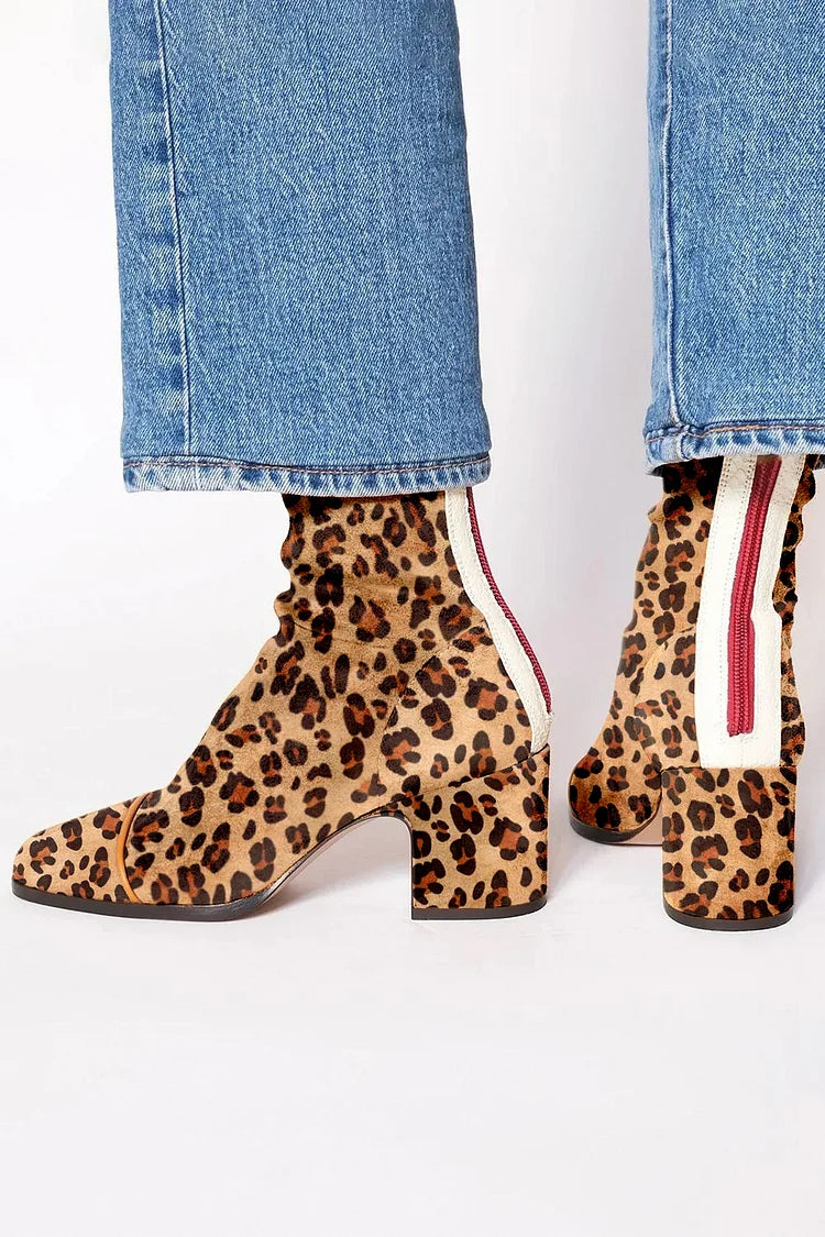 Elmont | Animal-Print Wide-Heel Ankle Boots