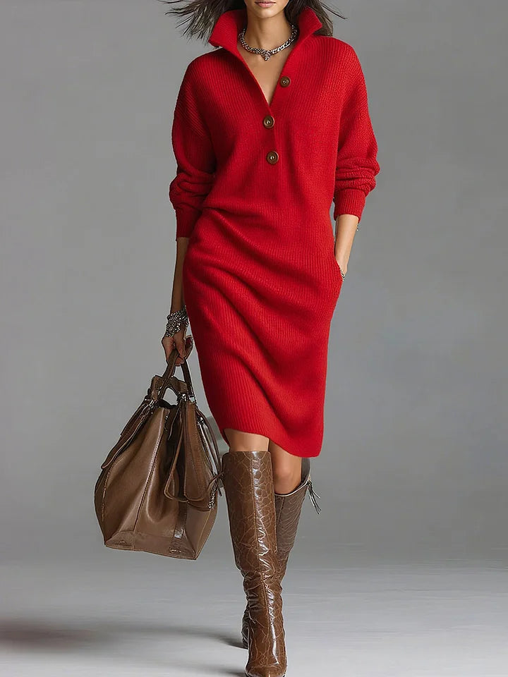 Elmont | Ribbed Collared Sweater Dress