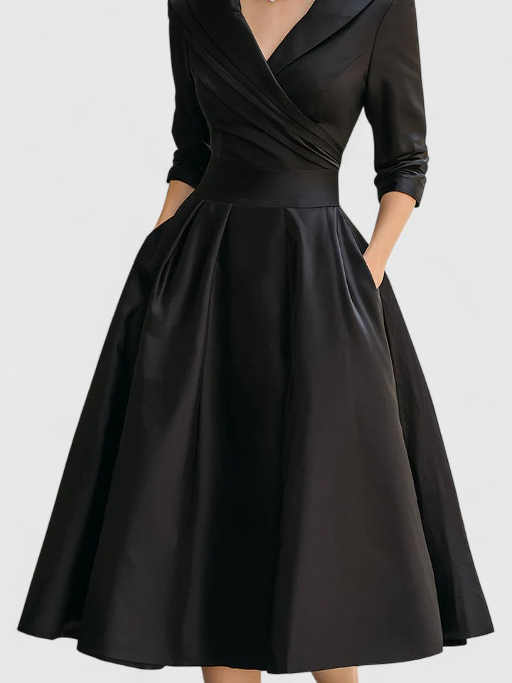 M&H | Wrap-Collar Midi Dress