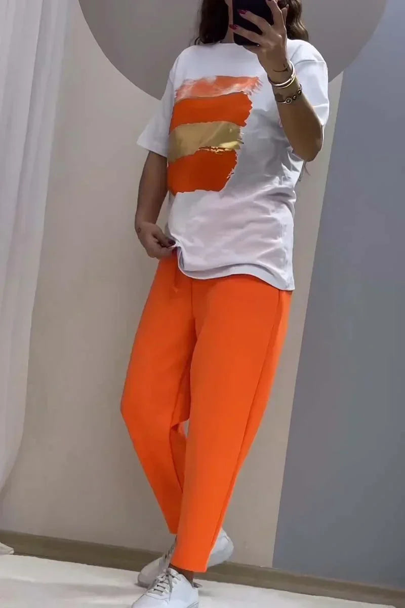 M&H | Printed Top and Pants Two-Piece Set