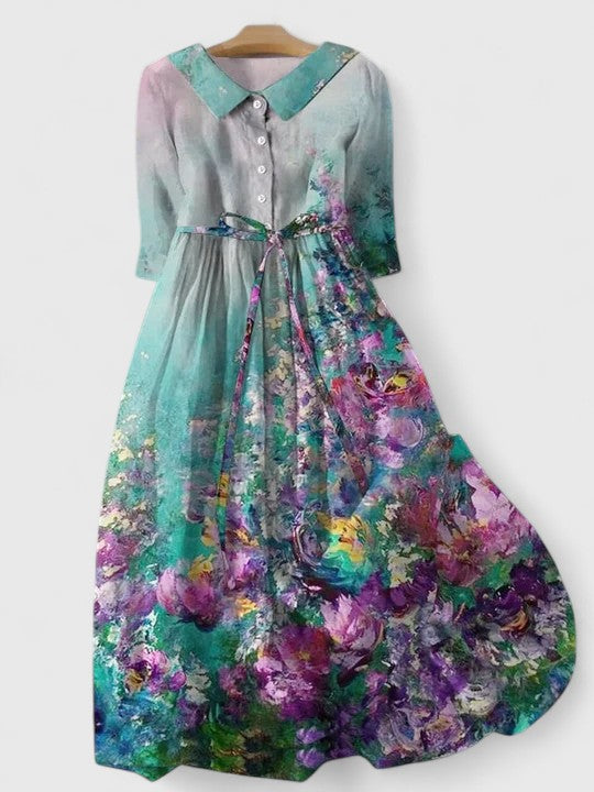 M&H | Midi Dress with Lace-Up Waist