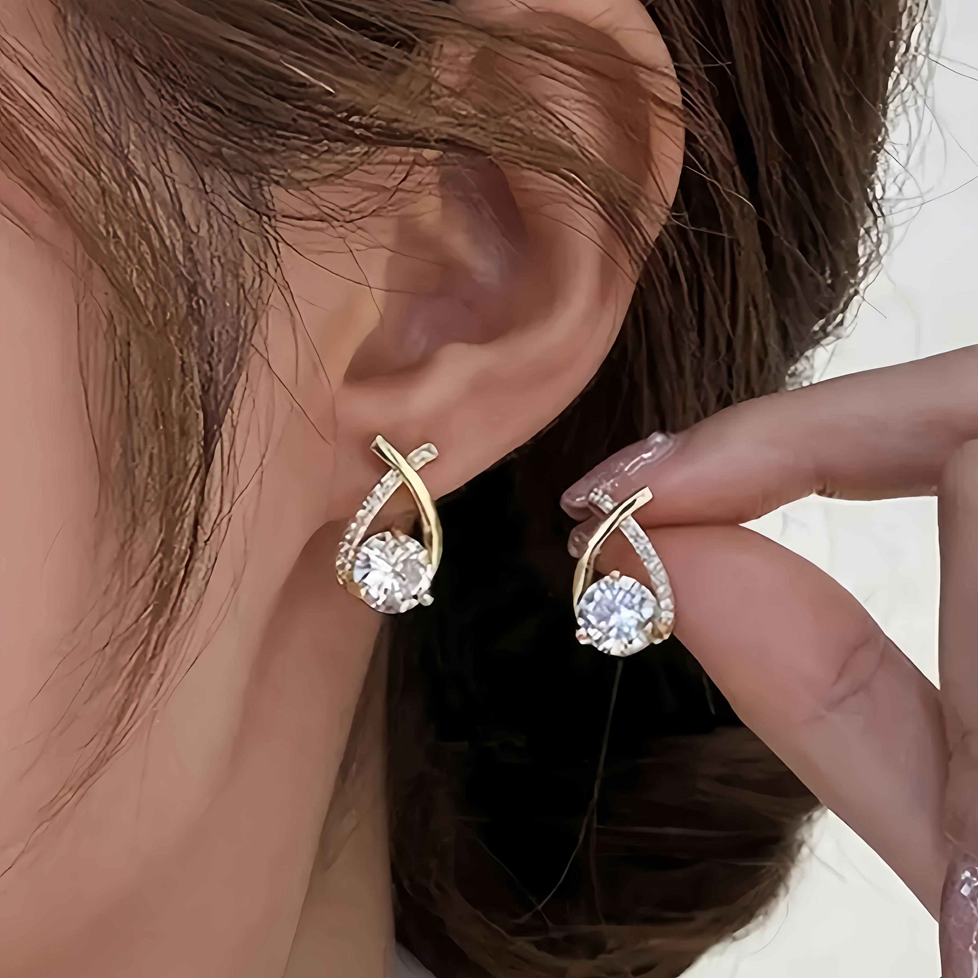 Elmont | Gold Cross Zirconia Stud Earrings