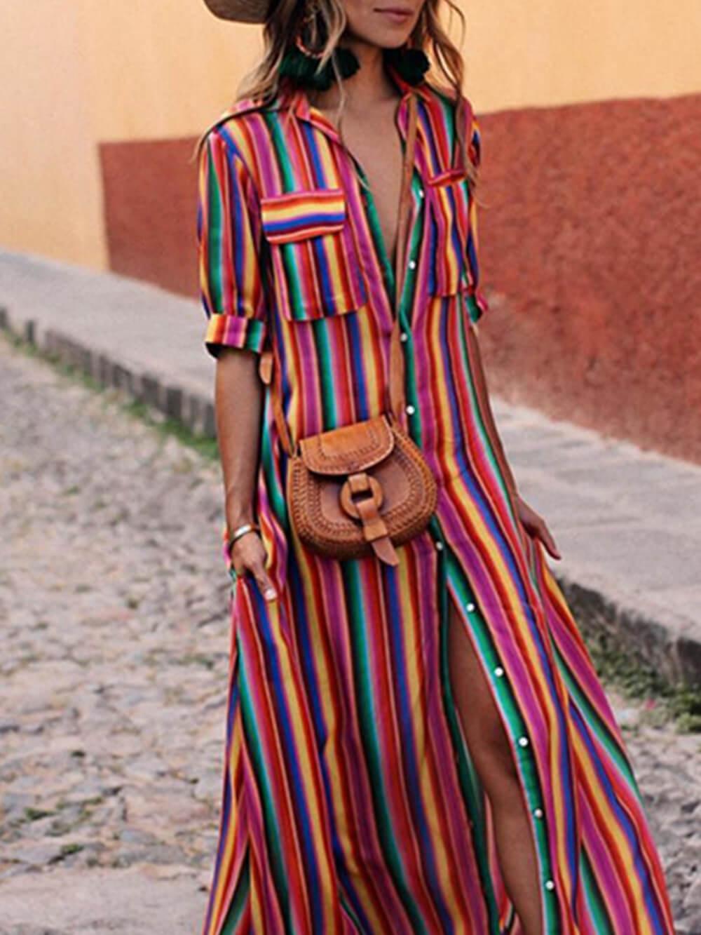 M&H | Striped Shirt & Maxi Skirt Set