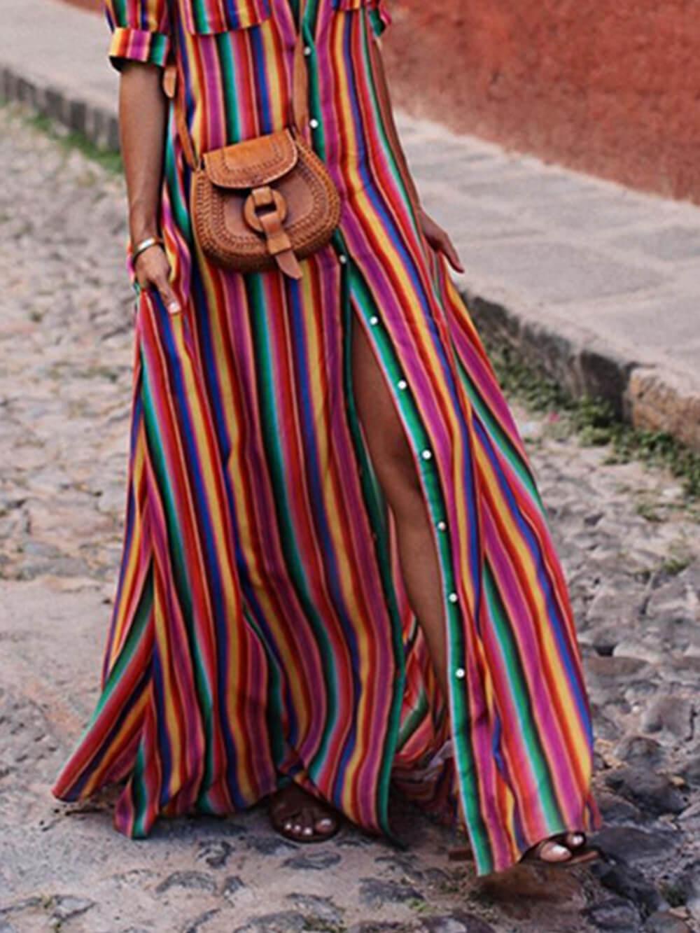 M&H | Striped Shirt & Maxi Skirt Set
