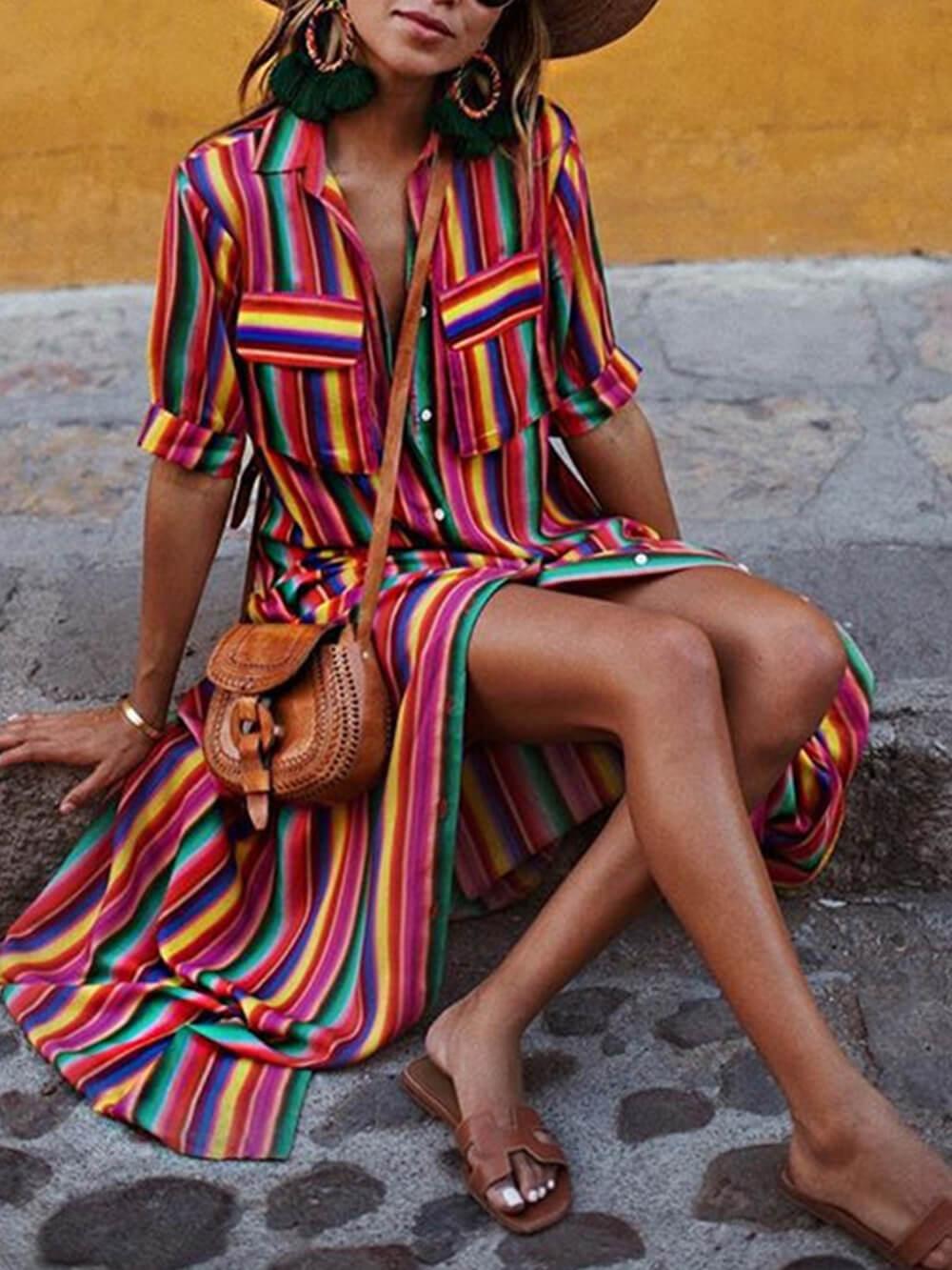 M&H | Striped Shirt and Maxi Skirt Set