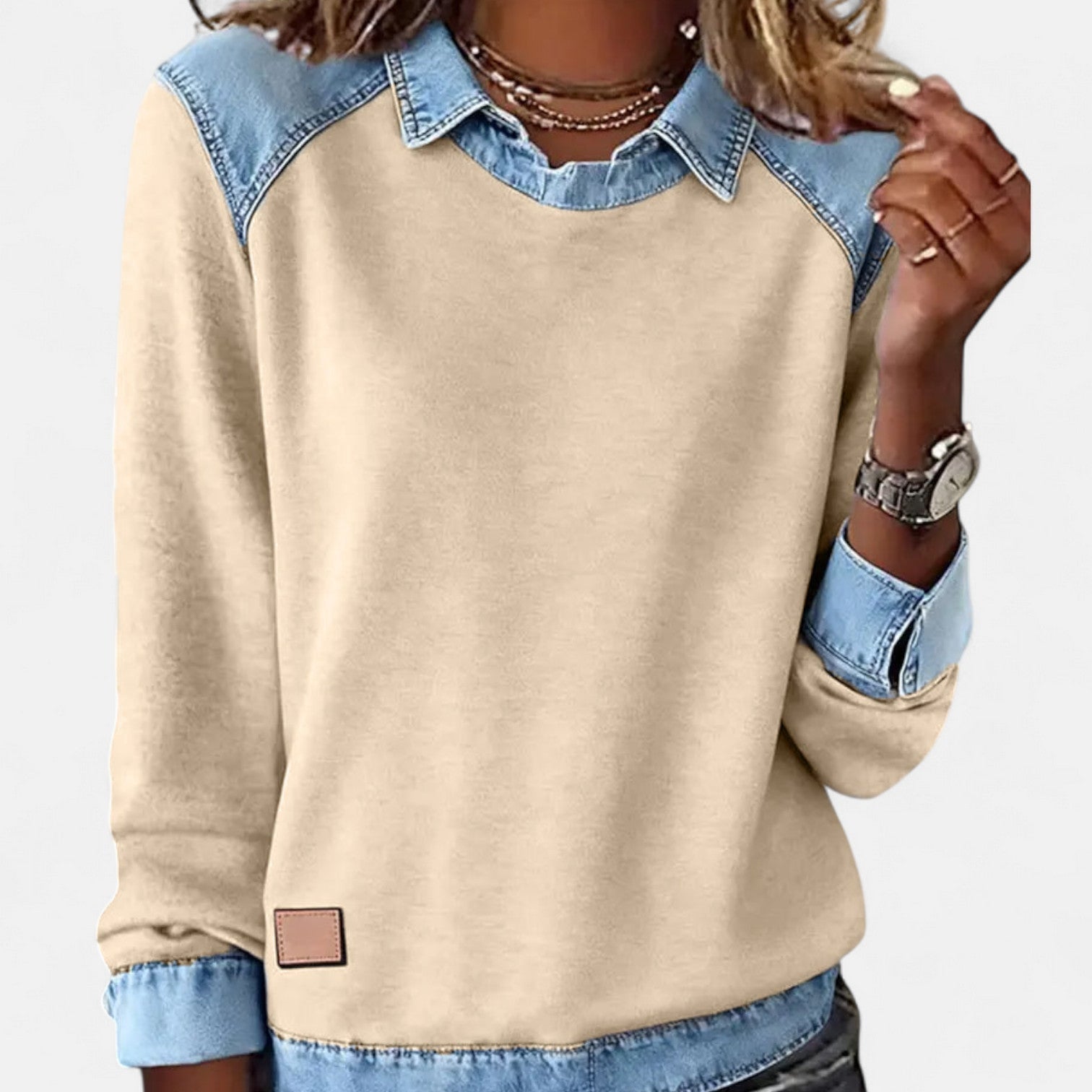 Sarah | Two-Tone Sweater with Layered Collar